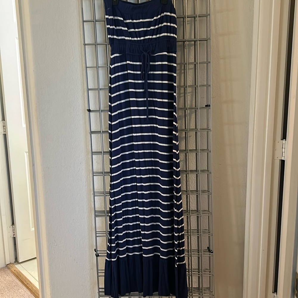 Zenana Striped Blue and White Maxi Dress